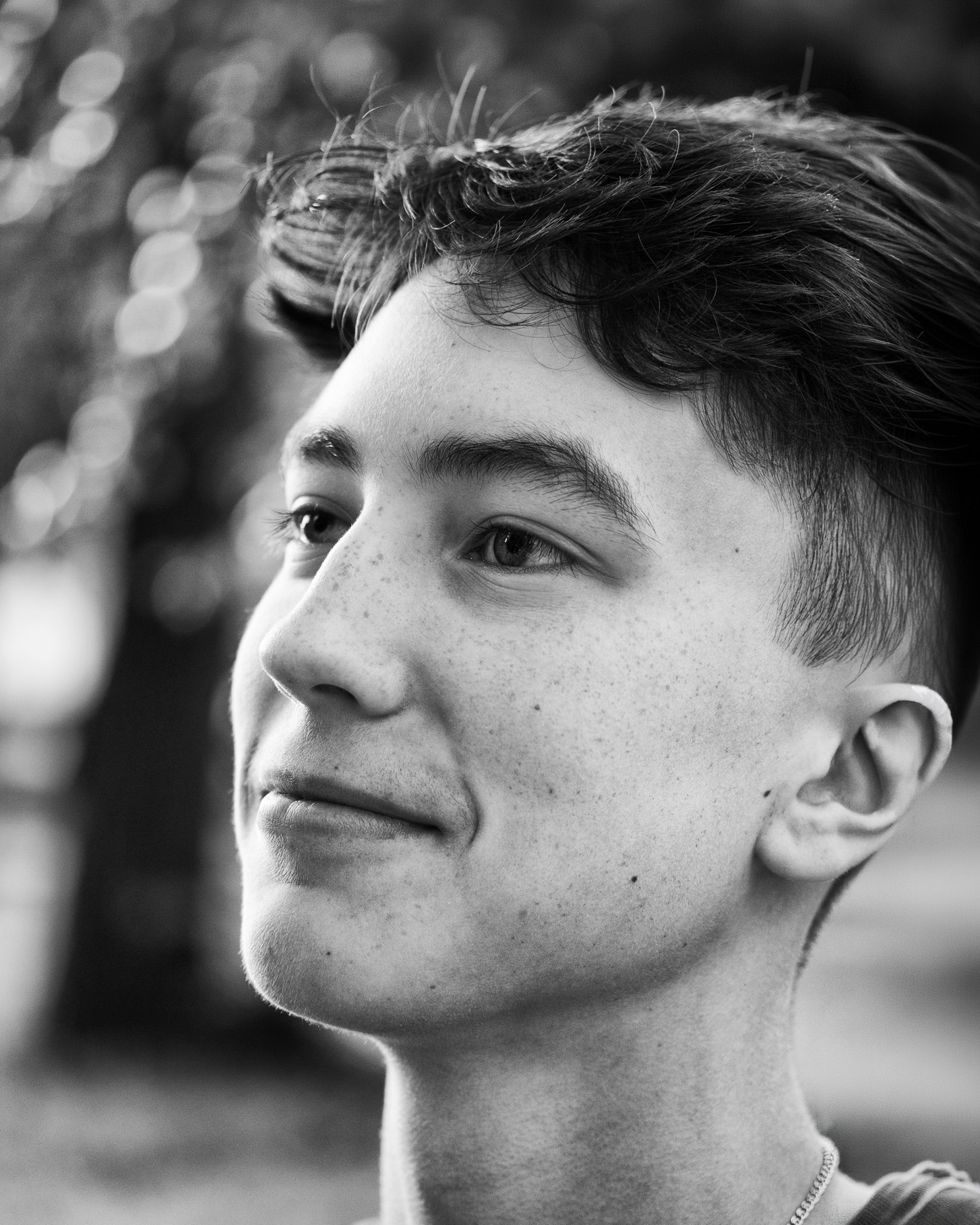 Black and white close-up portrait